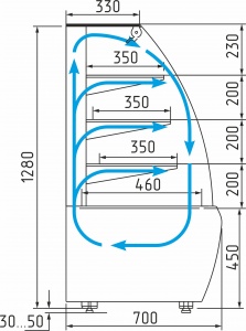 Витрина кондитерская Carboma Flandria K70 VM 0,6-2 STANDARD (открытая)