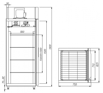 Холодильный шкаф Полюс Carboma R700 INOX