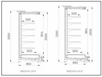 Горка среднетемпературная BRENTA SG D1H1 250 (с дверями из закаленного стекла)
