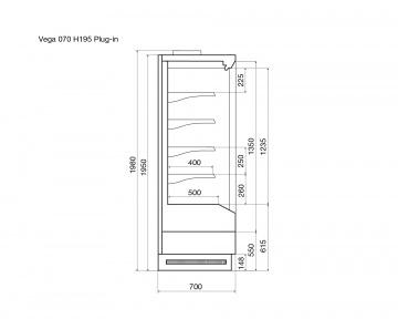 Охлаждаемый стеллаж DAZZL Vega 070 H195 Plug-in 250 (0/+7)