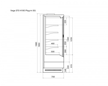 Охлаждаемый стеллаж DAZZL Vega SG 070 H195 Plug-in 125 (0/+7)