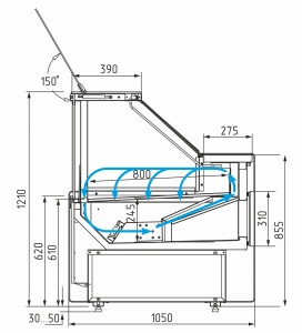 Холодильная витрина Полюс Bavaria 3 GC111 VV 1,5-1 (газлифт)